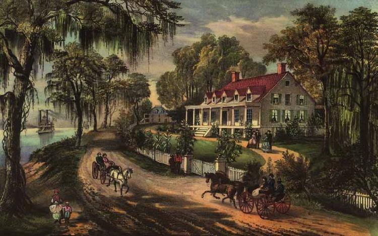 Currier and Ives A Home on the Mississippi oil painting image